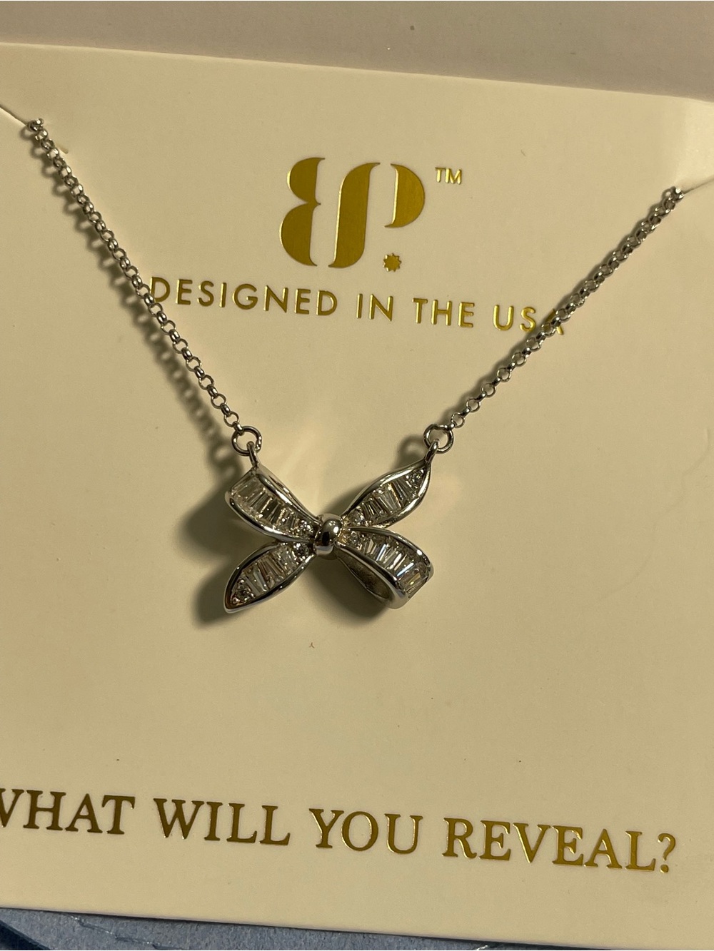 Bomb Party Sterling Club Necklace NK10171S “The Bow Necklace” .925 Sterling NIB